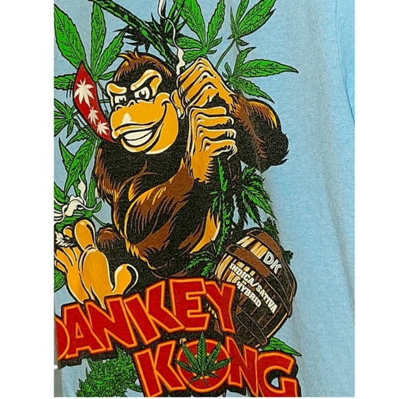 Rasta Dankey Kong Donkey Kong Strain Blue Gamer T-Shirt, Size Small - Picture 3 of 4